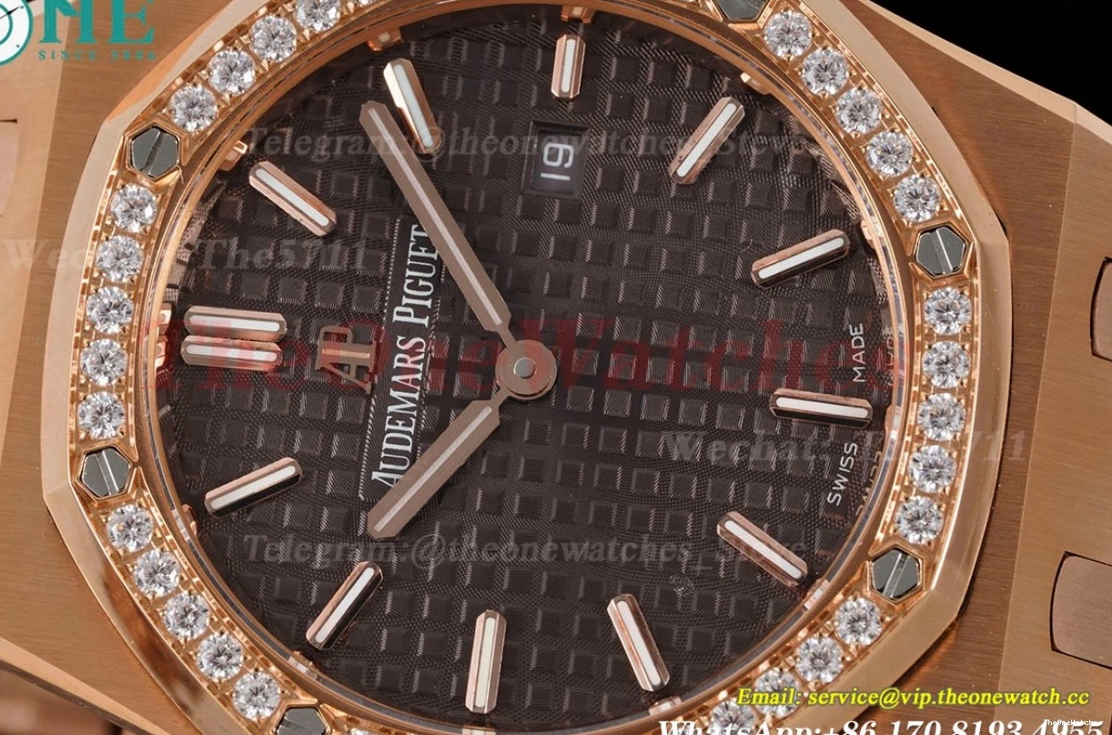 Oak Qtz Ladies RG JJF Swiss 33mm Diamond Grey RG Royal 0405